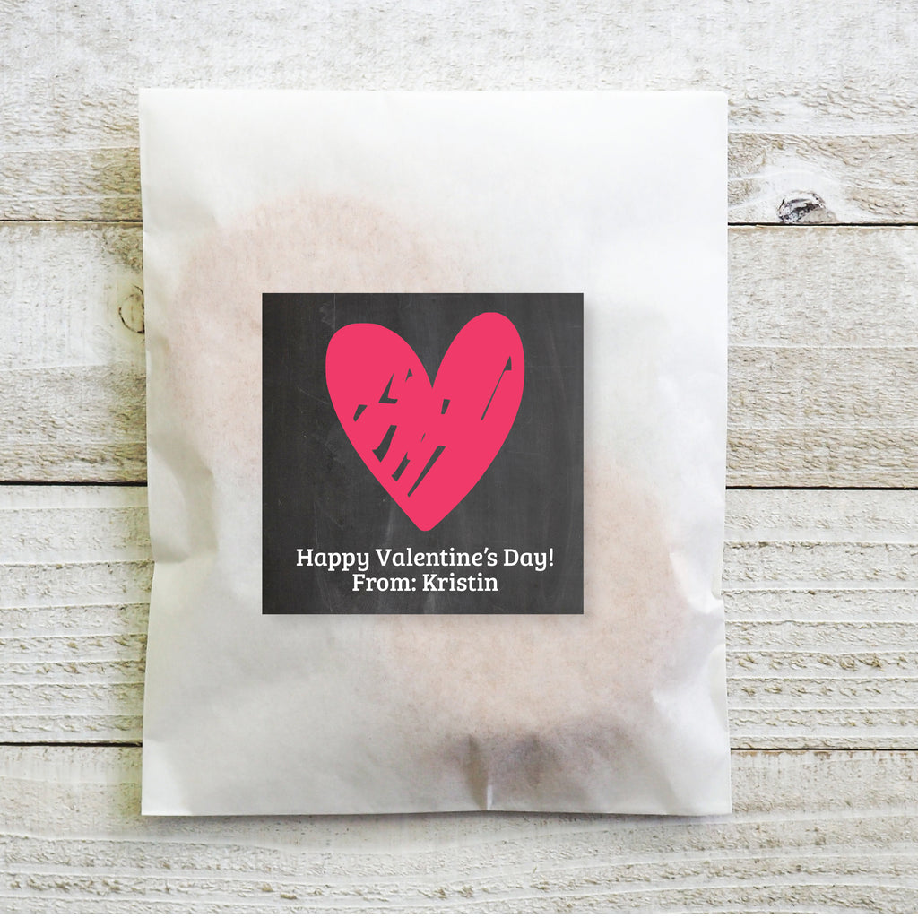Happy Valentine's Day Large Heart - Valentine's Day Sticker Set 2.5"| Personalized