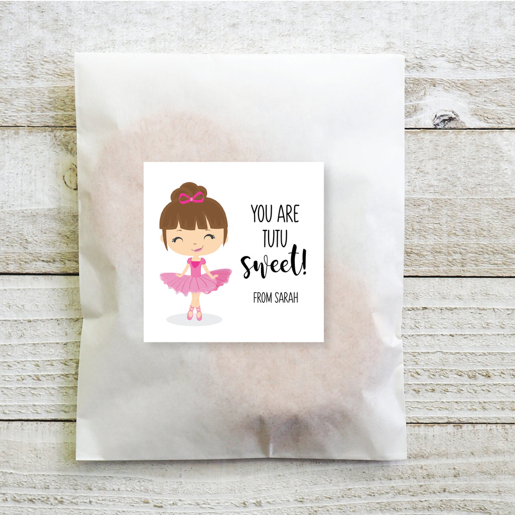 You are TUTU Sweet! - Ballerina Valentine's Day Sticker Set 2.5"| Personalized