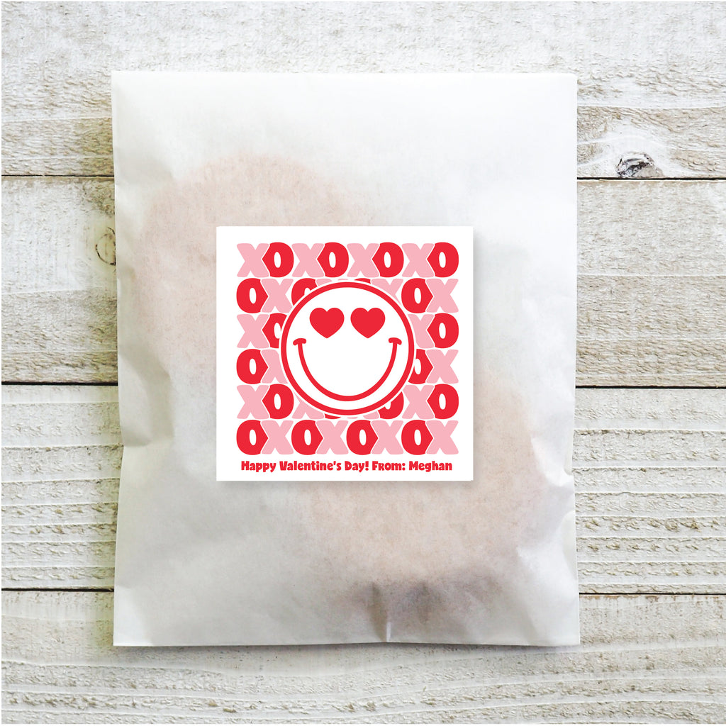Heart Eyed Smiley XOXO - Valentine's Day Sticker Set 2.5"| Personalized