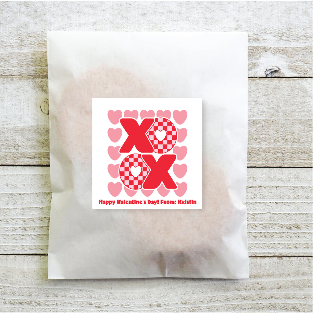 XOXO Hearts White - Valentine's Day Sticker Set 2.5"| Personalized