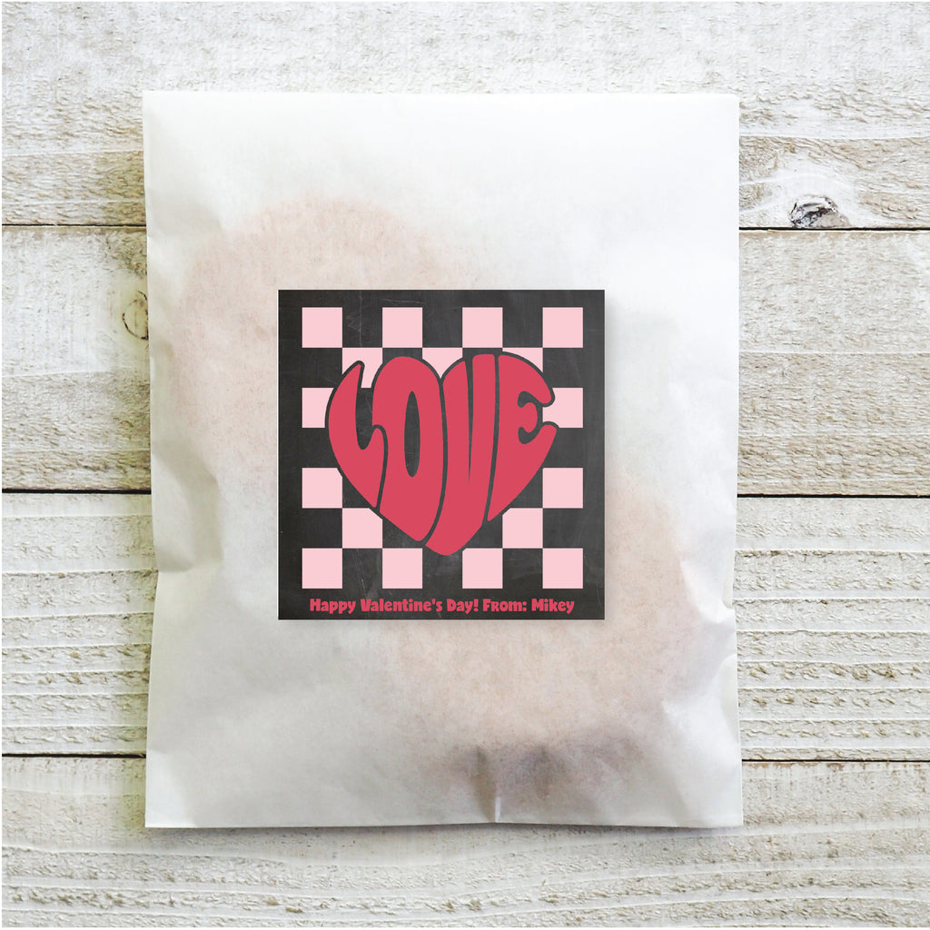 Retro Heart Shaped Love - Valentine's Day Sticker Set 2.5"| Personalized