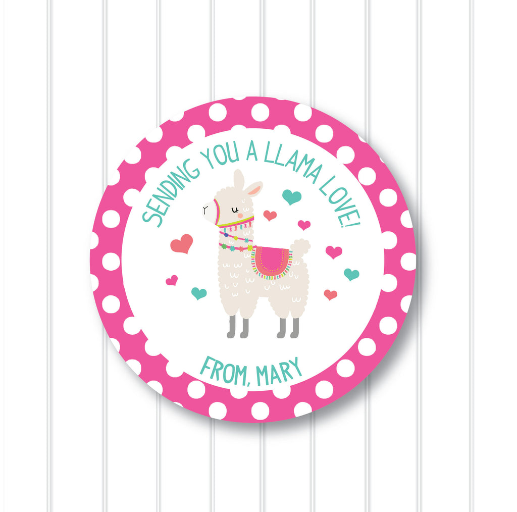 Valentine's Day Llama Love Favor Sticker Set 2.5"| Personalized