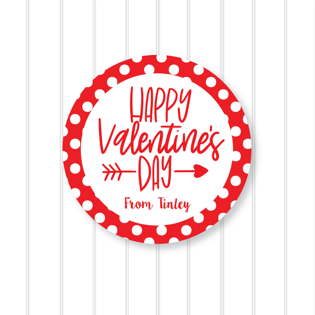 Happy Valentine's Day Red Favor Sticker Set 2.5"| Personalized