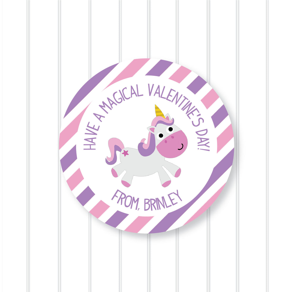 Valentine's Day Unicorn 2 Favor Sticker Set 2.5"| Personalized